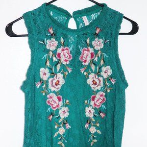 Xhilaration - Turquoise Embroidered Lace Dress